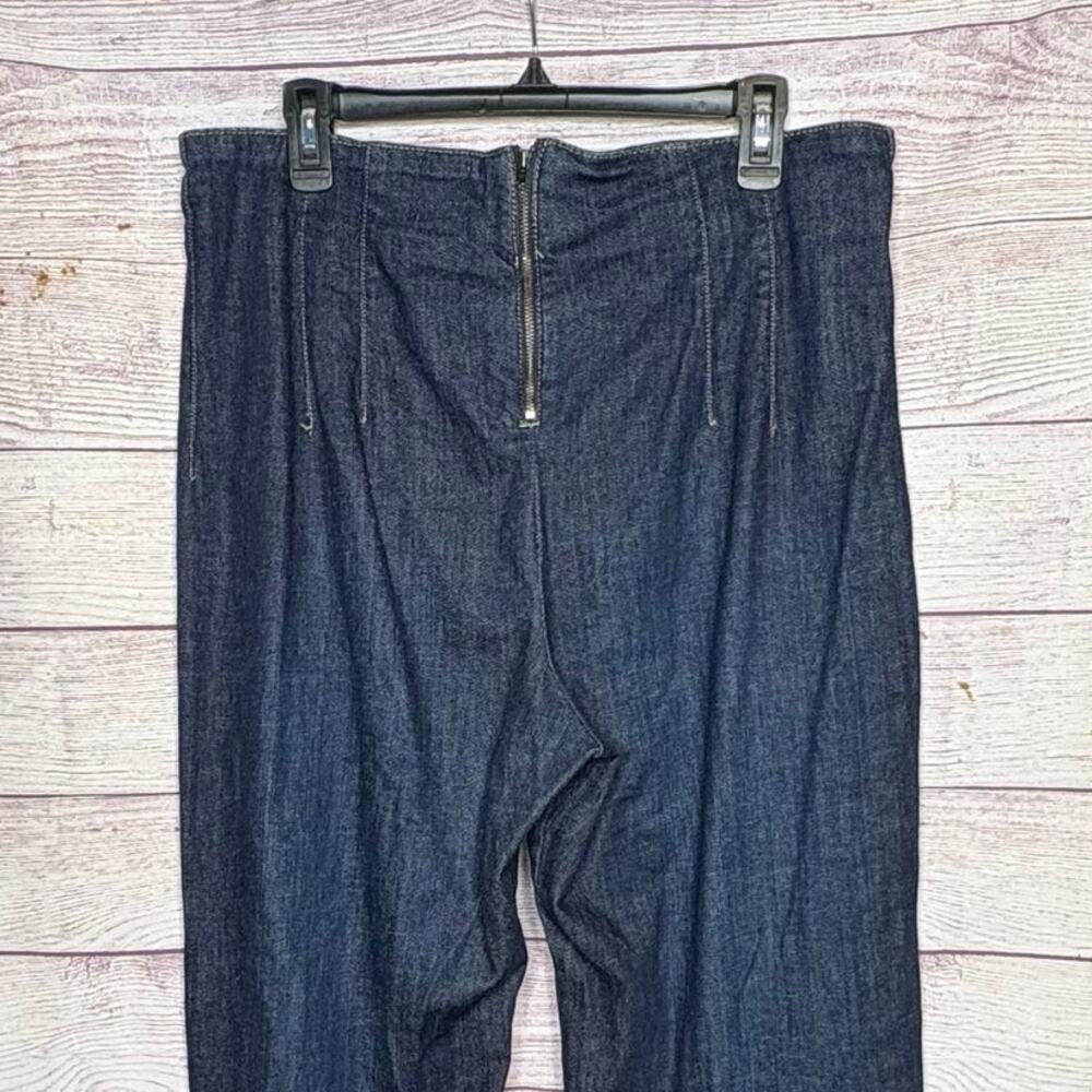 Maeve Colette Ruffle Hem High Rise Wide Leg Dark Wash Cropped Jeans Size 32 Tall - Picture 11 of 12